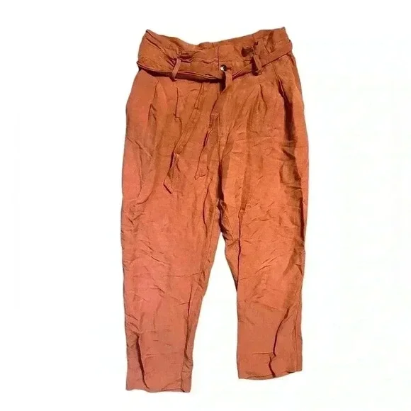 Madewell Rust Paperbag Waist Trousers - Picture 1 of 6
